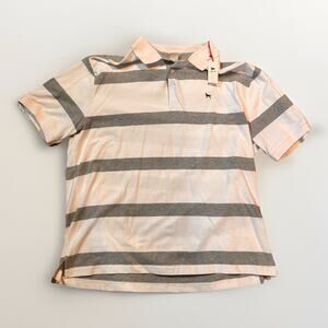 The Black Dog Men’s Polo Shirt XL White Gray Stripe Short Sleeve NWT